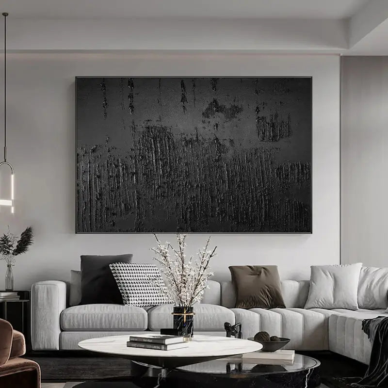 Black Minimalist Textured Painting #BM008