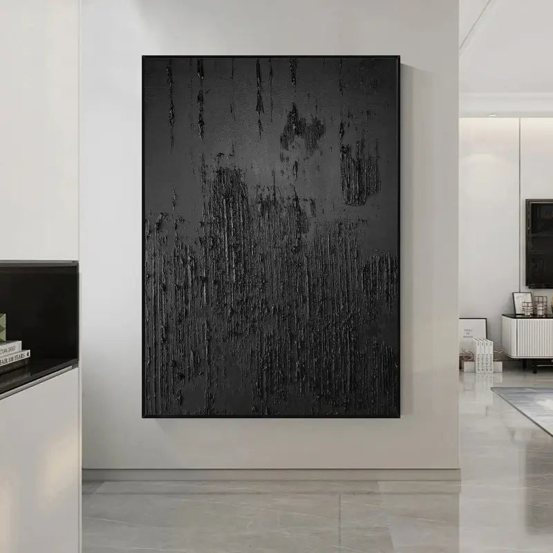 Black Minimalist Textured Painting Canvas #BM002