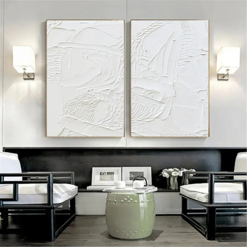 Plaster Wall Art White Minimalist #WM016