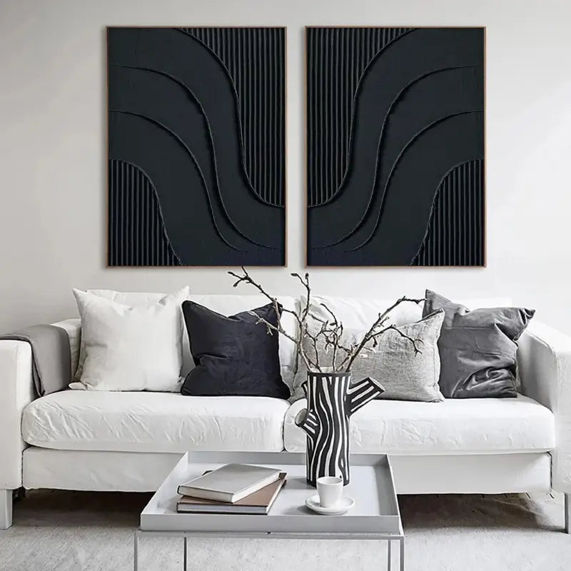 Plaster Wall Art Black Minimalist #BM010