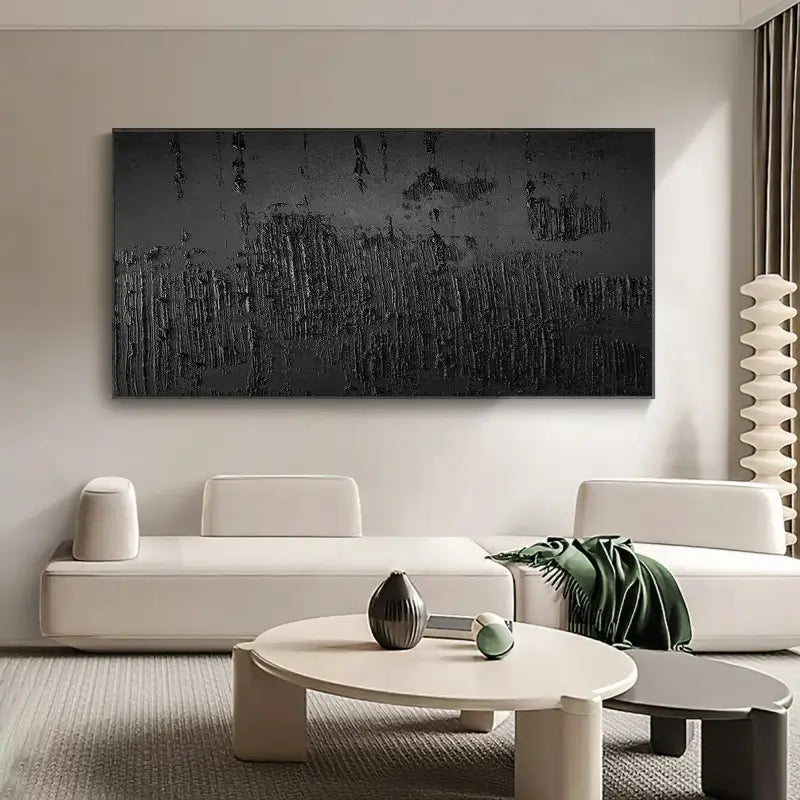 Black Minimalist Textured Painting #BM008