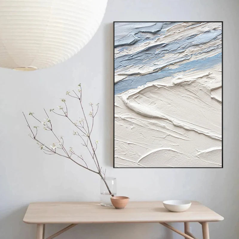 White and Blue Minimalist Abstract Wall Art #WM011