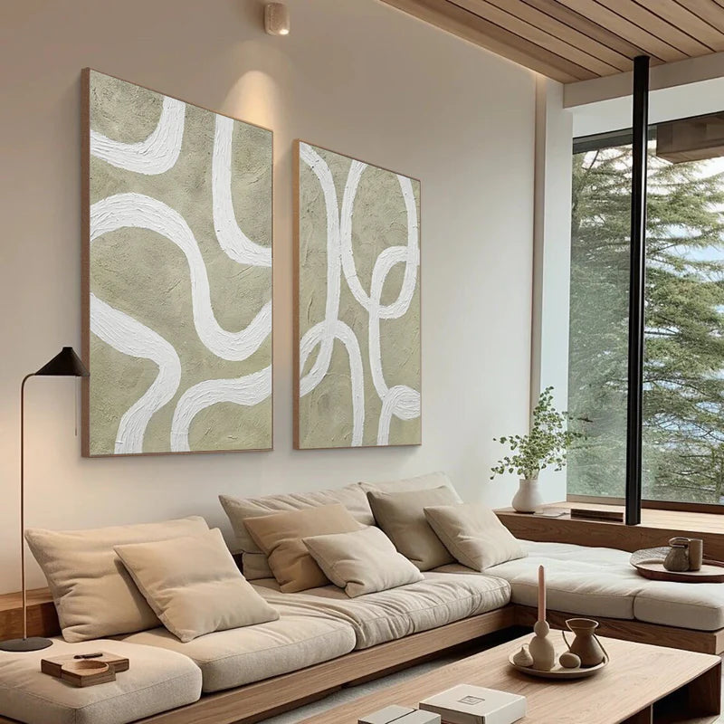 Wabi Sabi Art Abstract Tranquility Wall Art Set of 2 #AB039