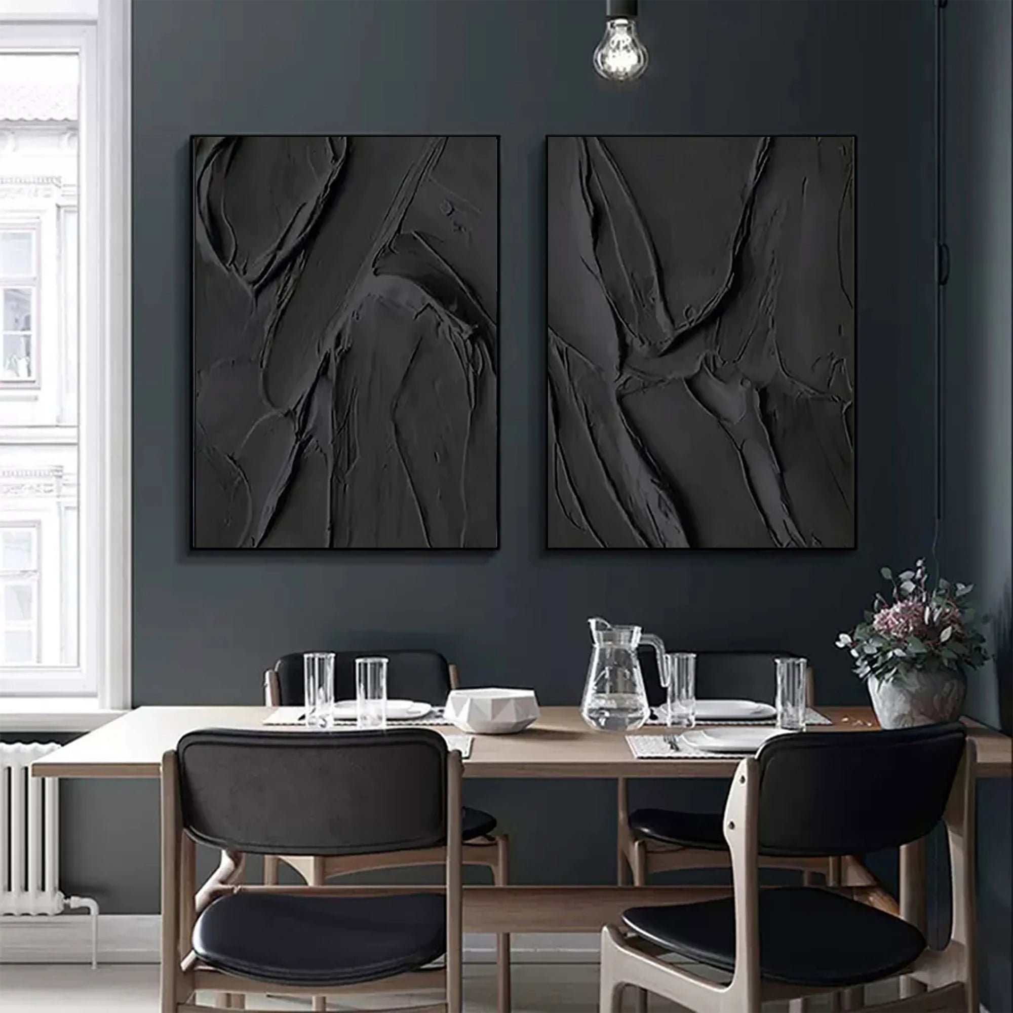 Plaster Wall Art Black Minimalist #BM018