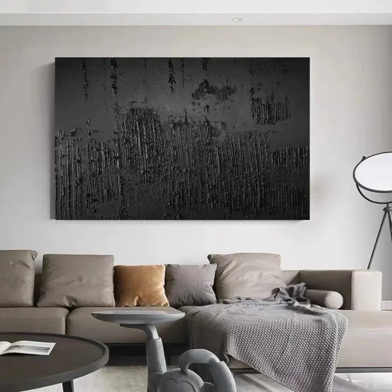 Black Minimalist Textured Painting #BM008