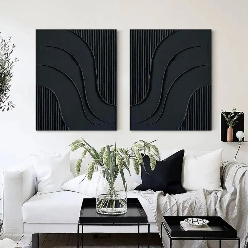 Plaster Wall Art Black Minimalist #BM010