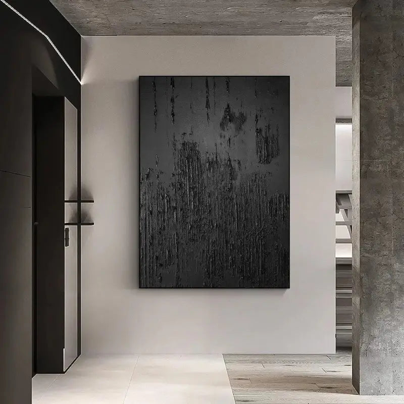 Black Minimalist Textured Painting Canvas #BM002