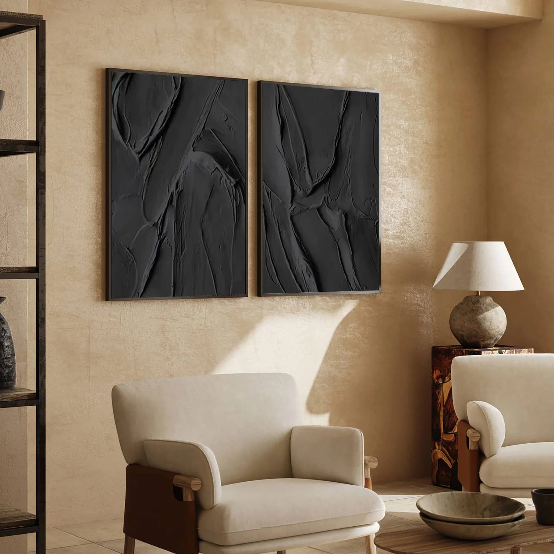 Plaster Wall Art Black Minimalist #BM018