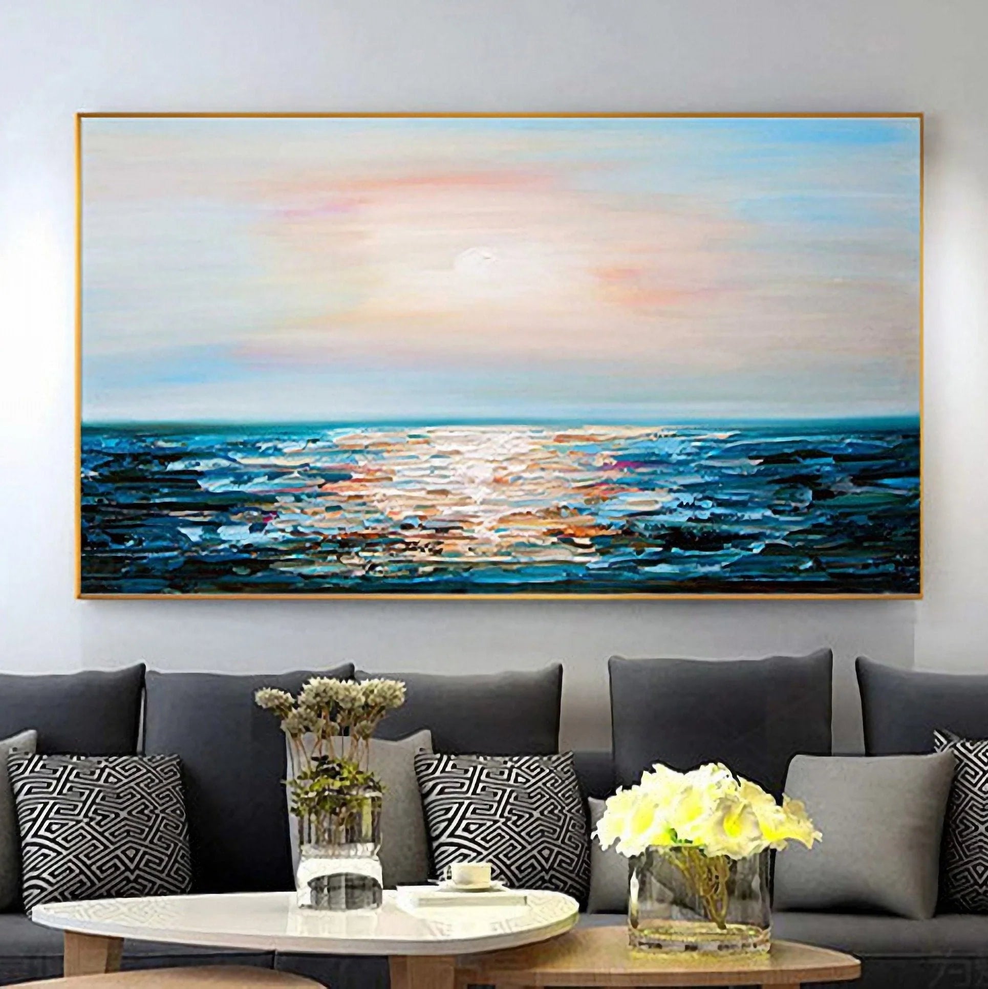 Ocean And Sky Plaster Textured Wall Art #OS022