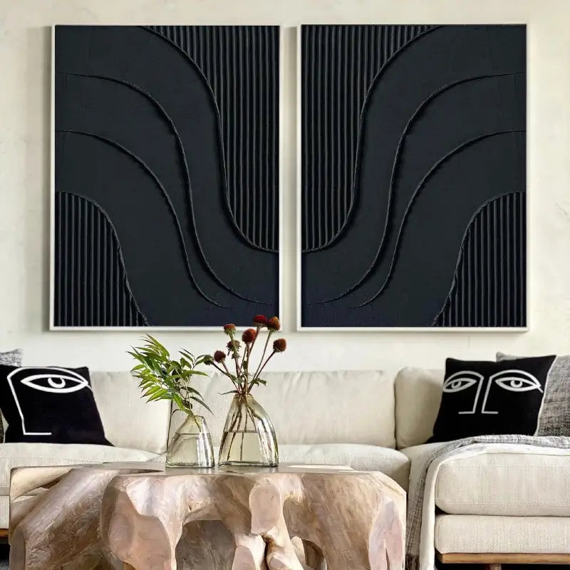 Plaster Wall Art Black Minimalist #BM010