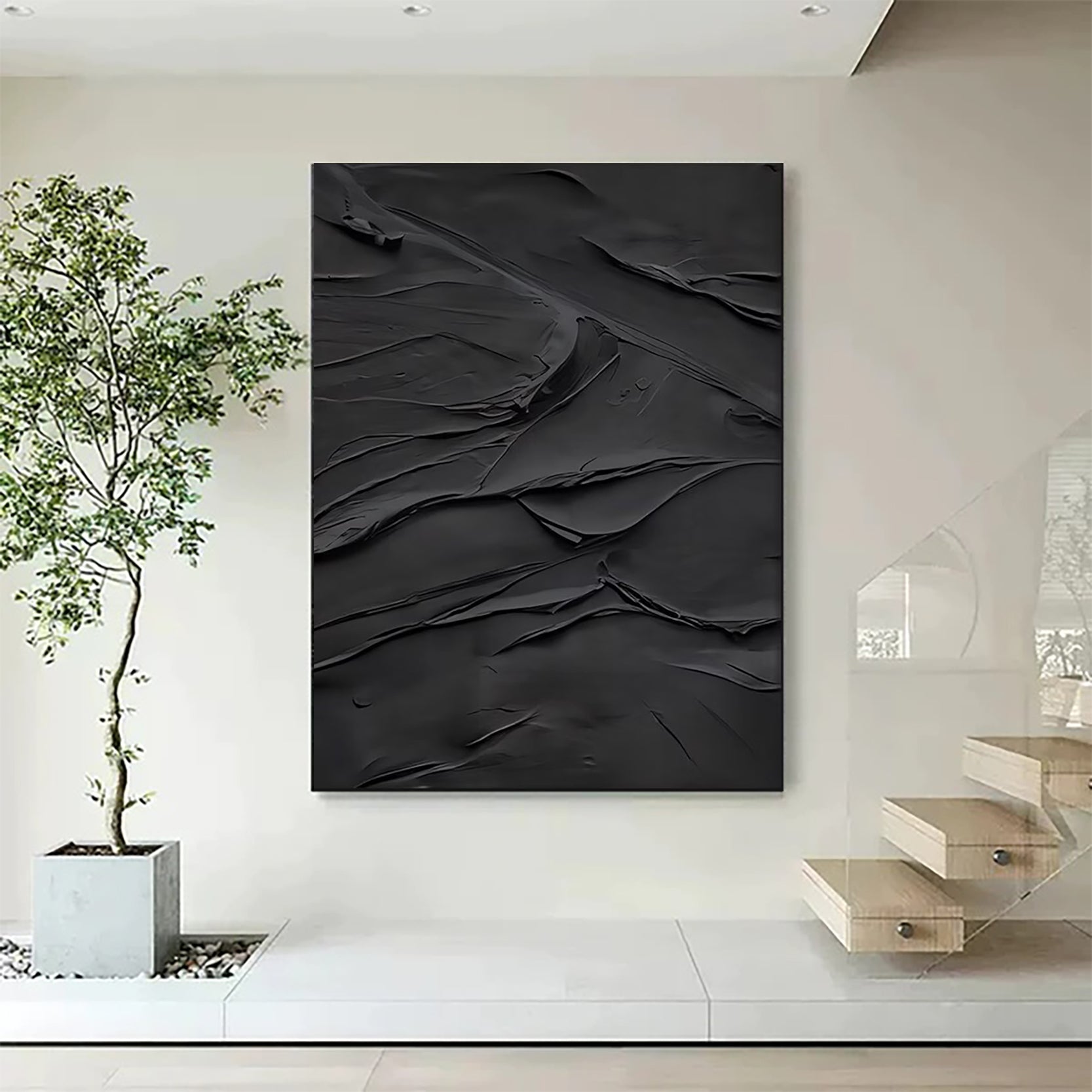 Plaster Wall Art Black Minimalist #BM017