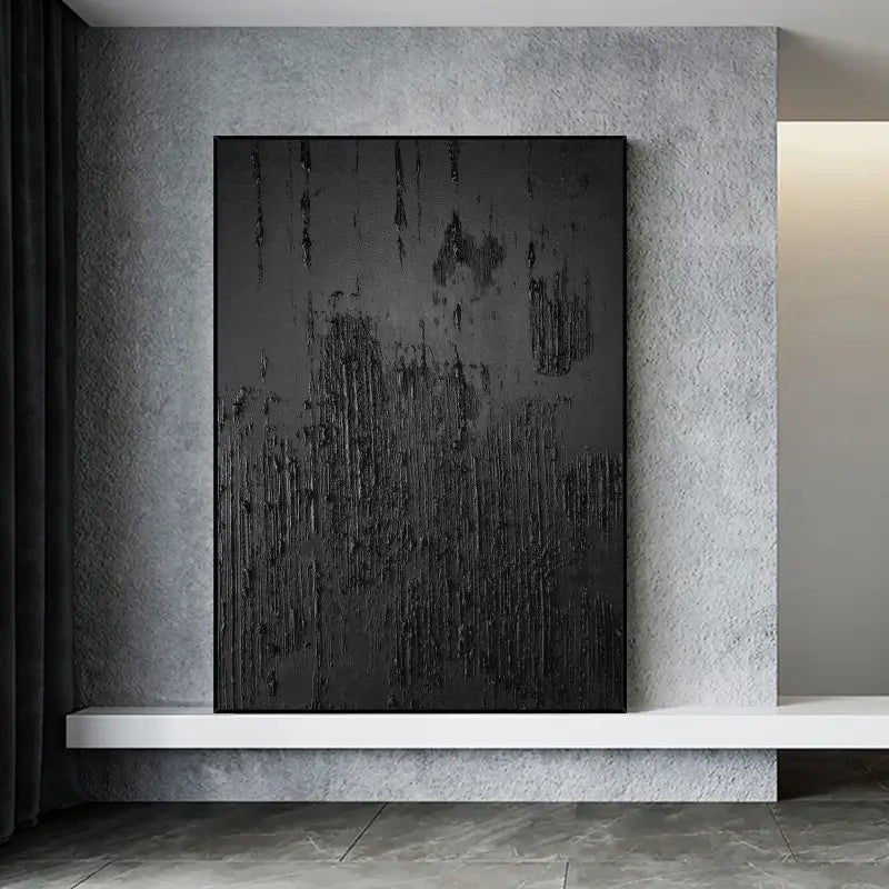 Black Minimalist Textured Painting Canvas #BM002