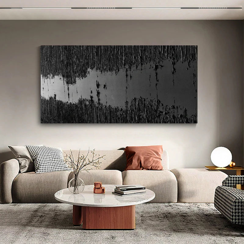 Black Minimalist Textured Painting #BM006