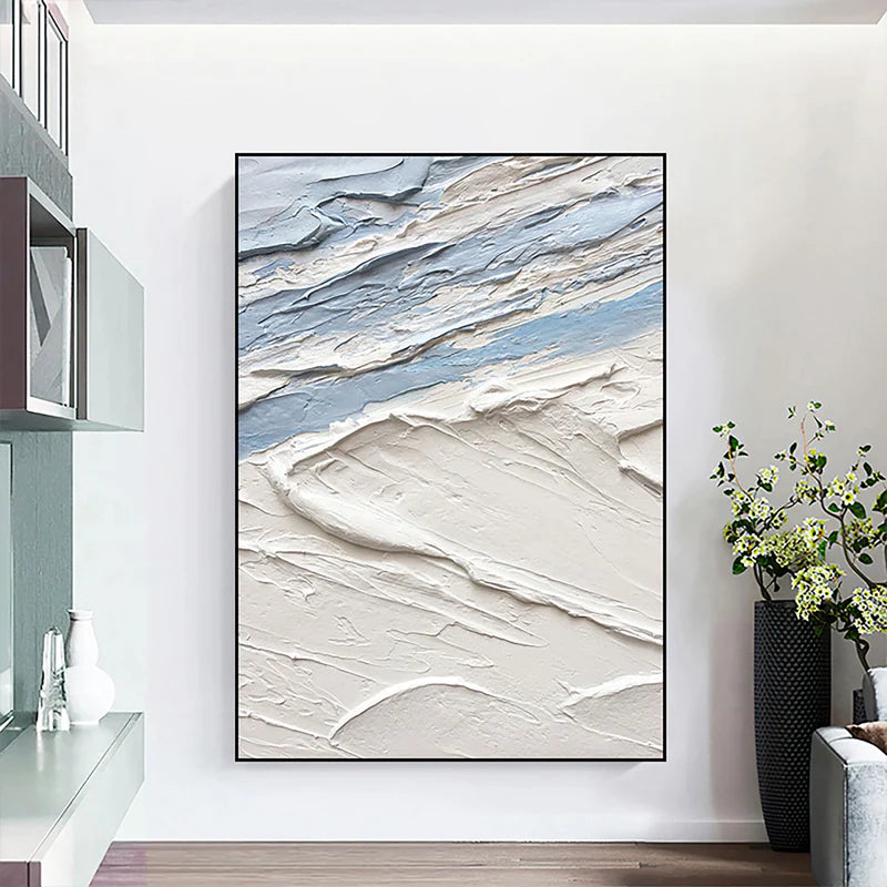 White and Blue Minimalist Abstract Wall Art #WM011