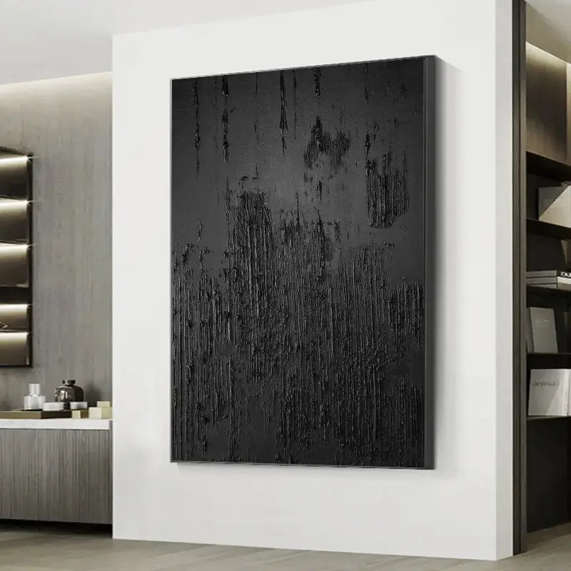 Black Minimalist Textured Painting Canvas #BM002