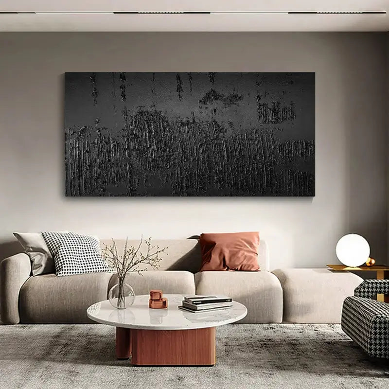 Black Minimalist Textured Painting #BM008