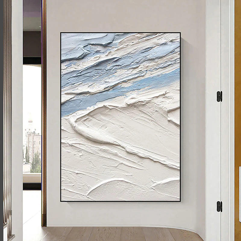 White and Blue Minimalist Abstract Wall Art #WM011