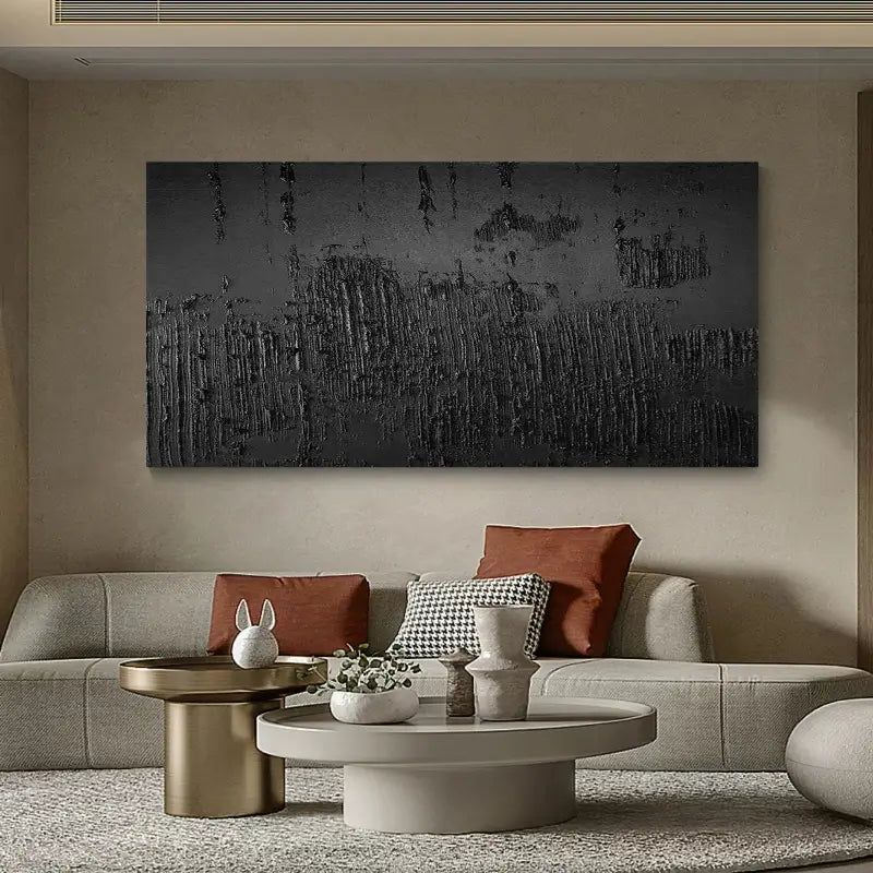 Black Minimalist Textured Painting #BM008