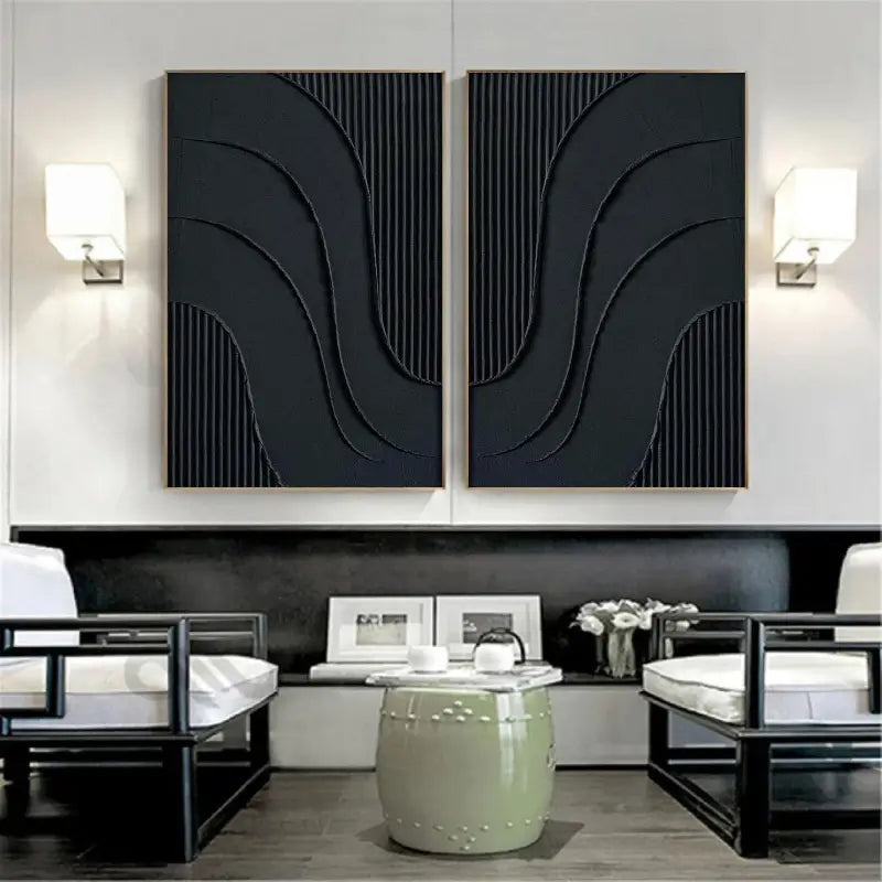 Plaster Wall Art Black Minimalist #BM010