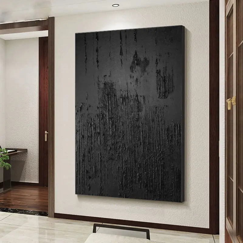 Black Minimalist Textured Painting Canvas #BM002