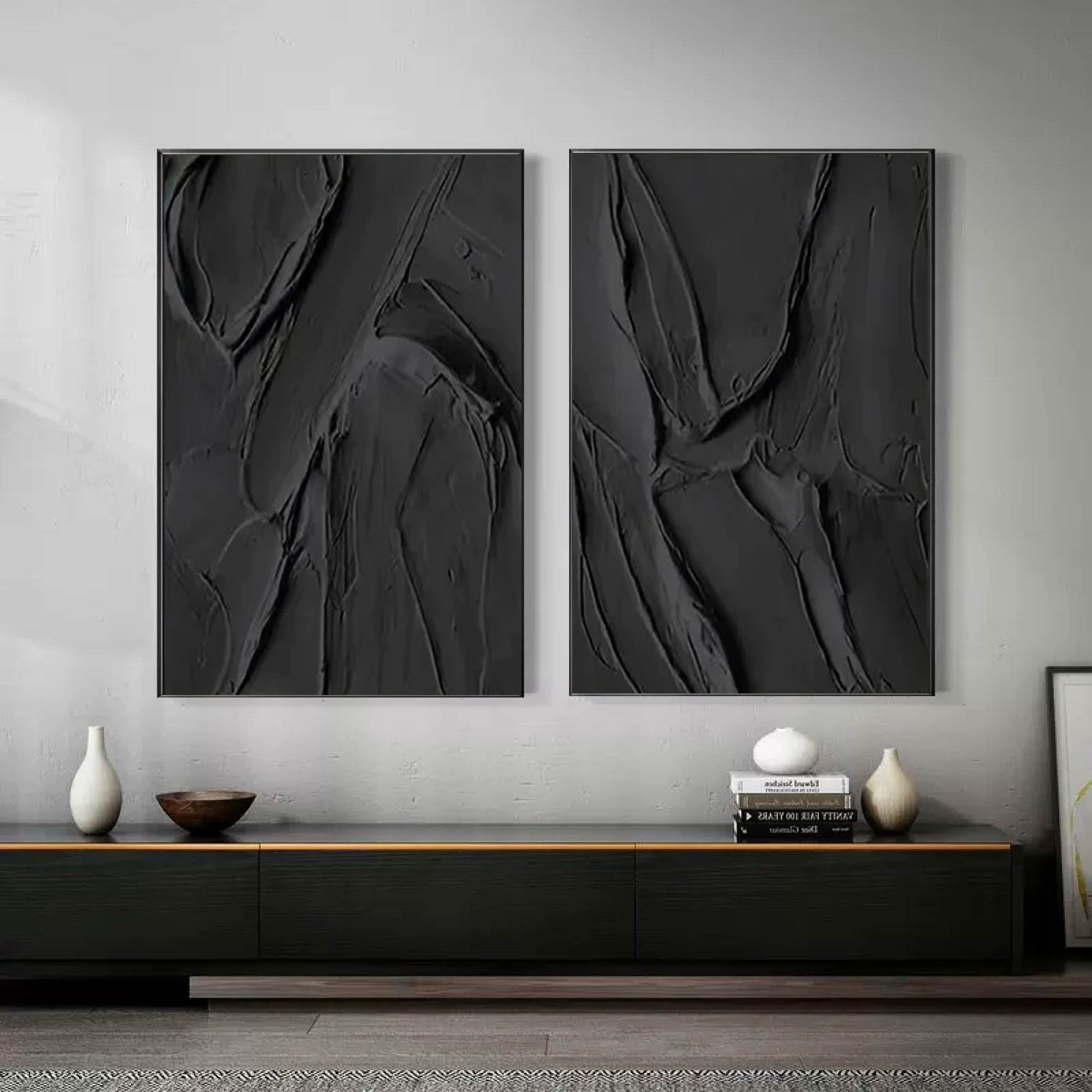 Plaster Wall Art Black Minimalist #BM018