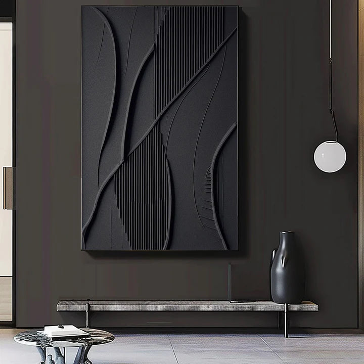 Wabi Sabi Art Black Plaster Art Minimalist Textured Painting #BM025