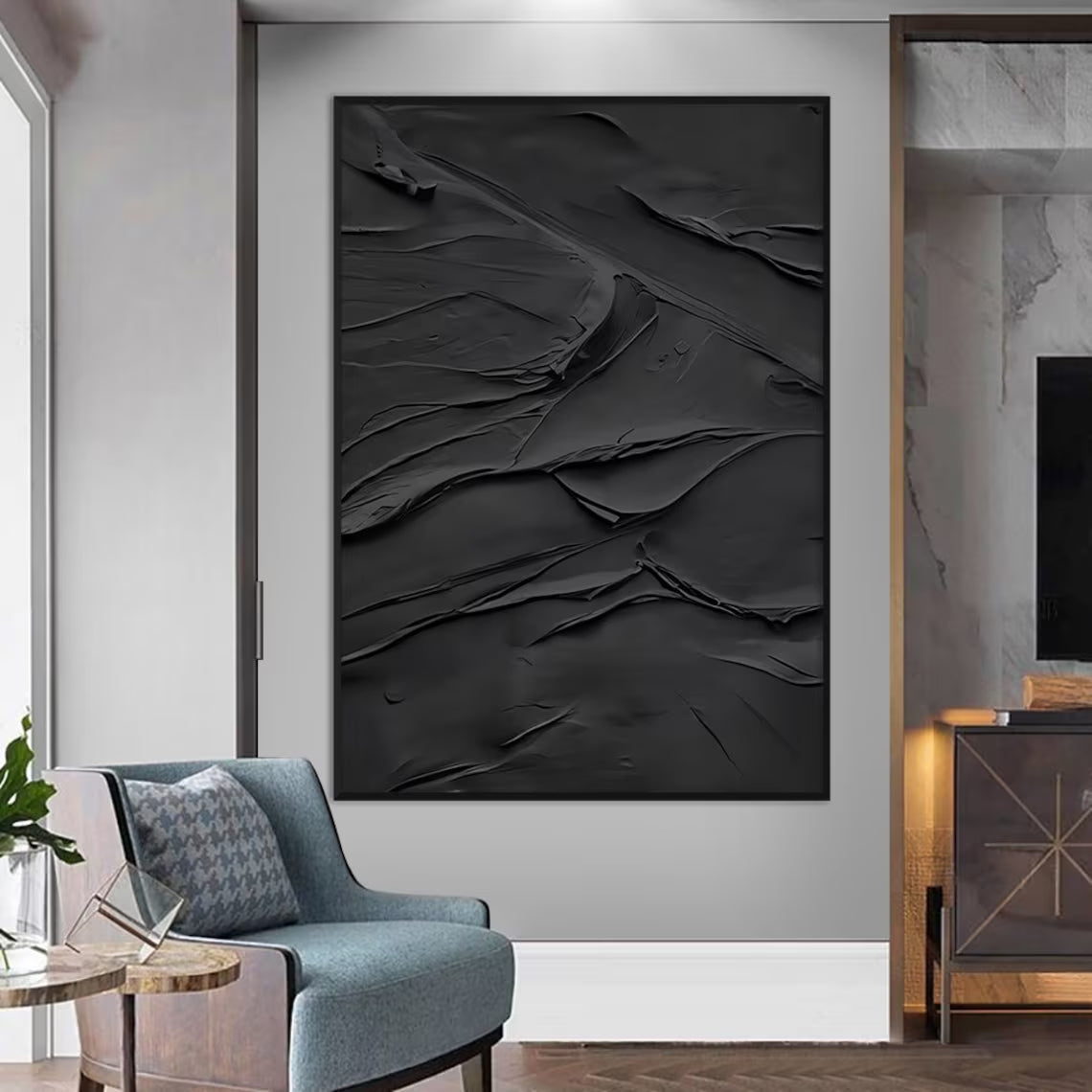 Plaster Wall Art Black Minimalist #BM017