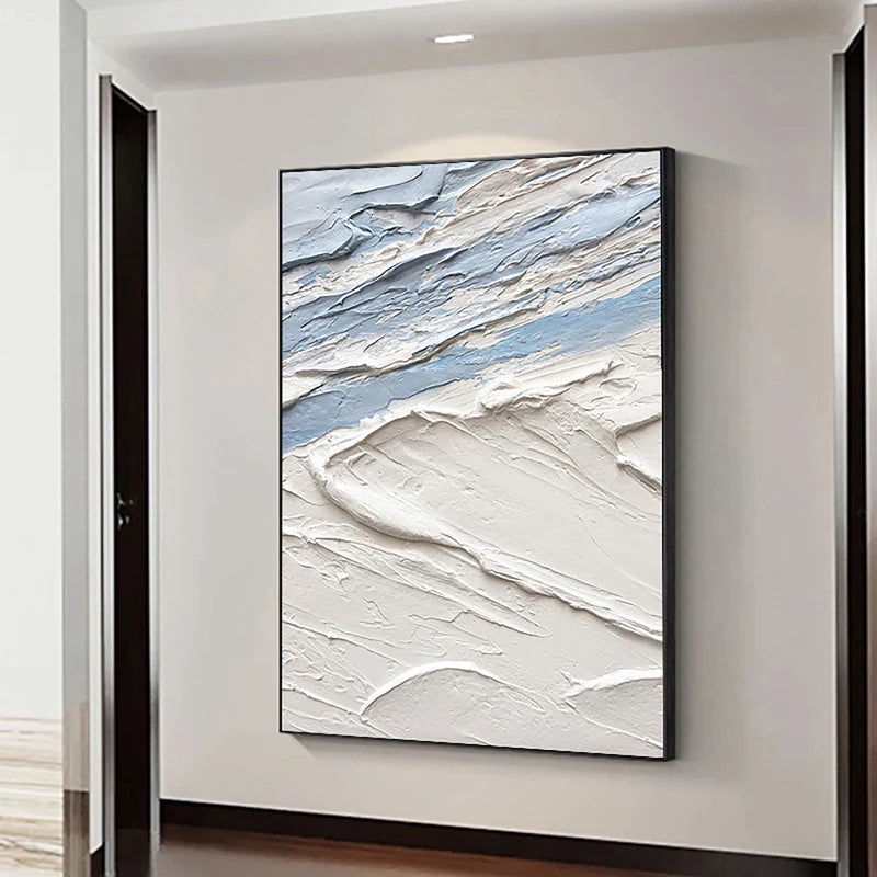 White and Blue Minimalist Abstract Wall Art #WM011
