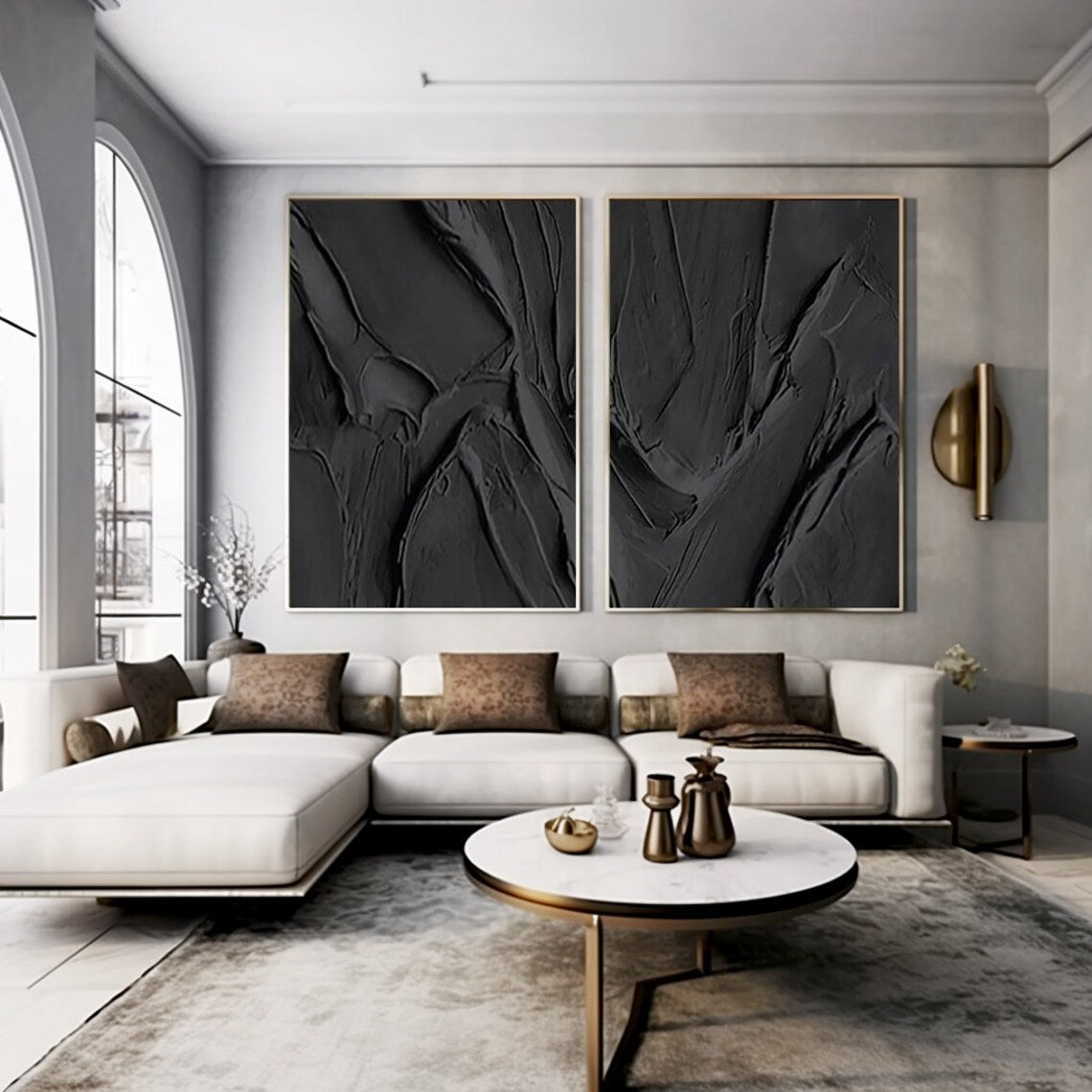 Plaster Wall Art Black Minimalist #BM018