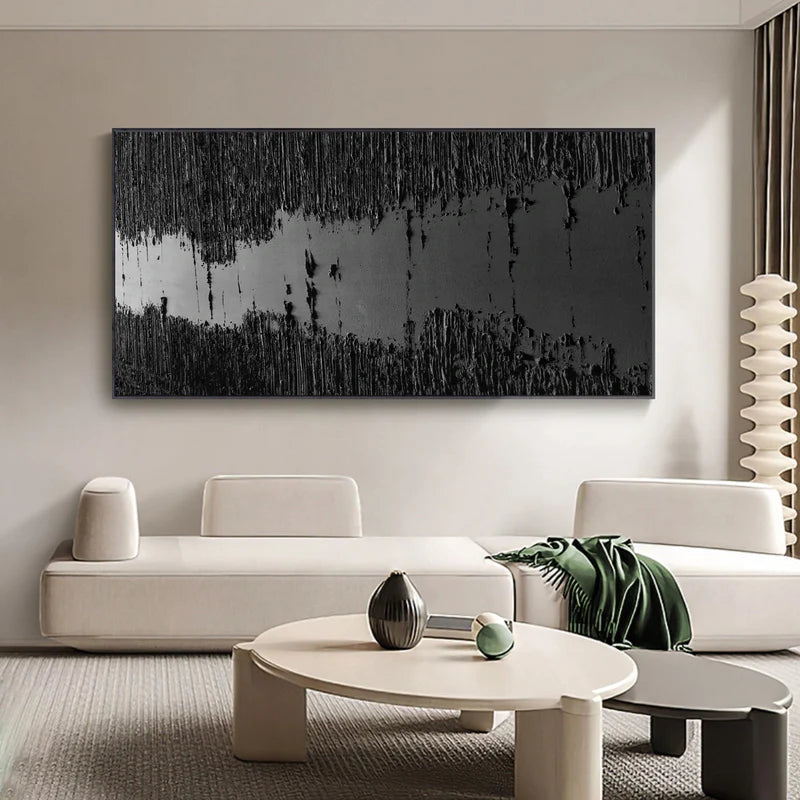 Black Minimalist Textured Painting #BM006