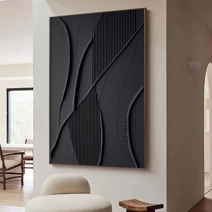 Wabi Sabi Art Black Plaster Art Minimalist Textured Painting #BM025