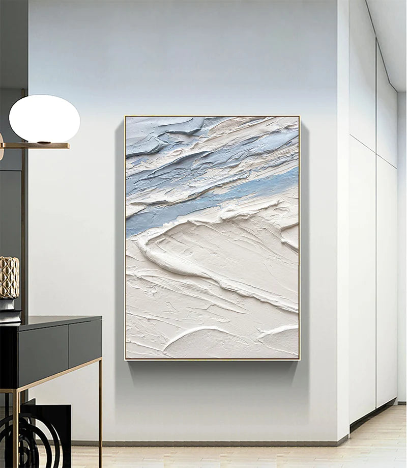 White and Blue Minimalist Abstract Wall Art #WM011