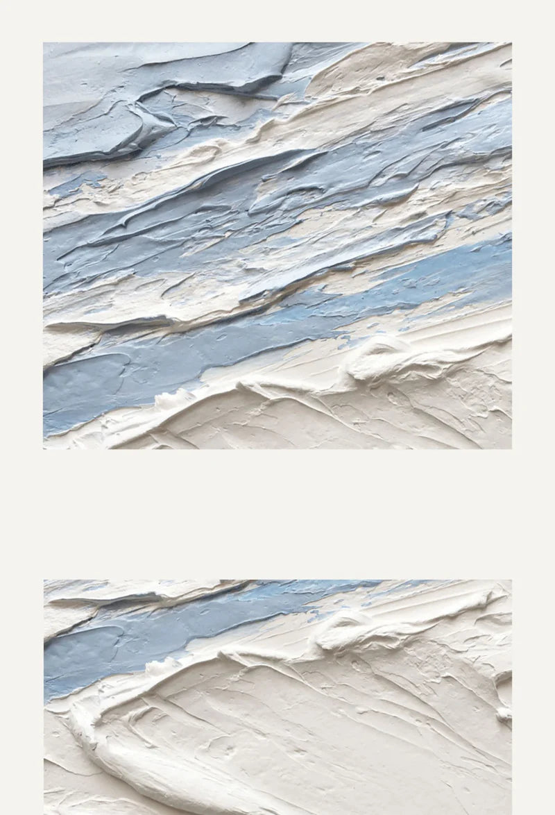 White and Blue Minimalist Abstract Wall Art #WM011