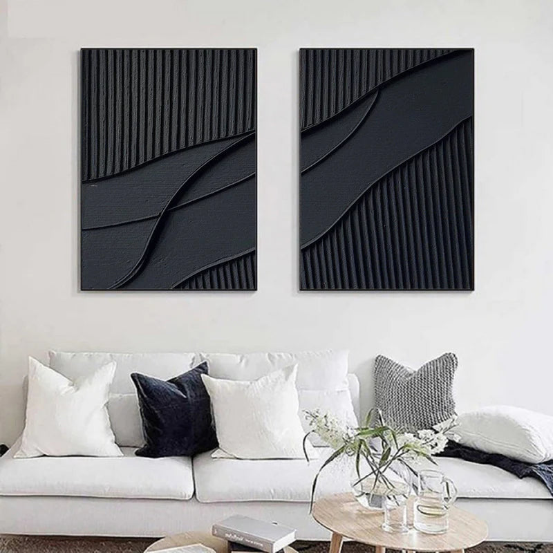 Plaster Wall Art Black Minimalist #BM013