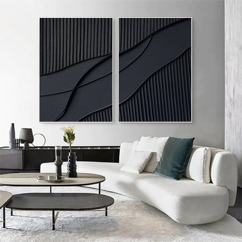 Plaster Wall Art Black Minimalist #BM013