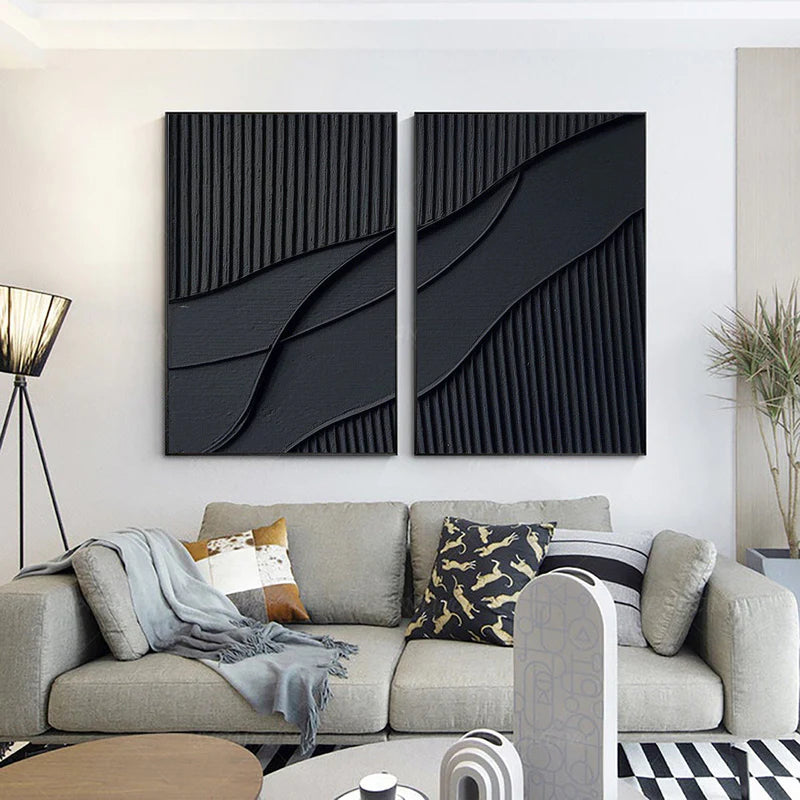 Plaster Wall Art Black Minimalist #BM013