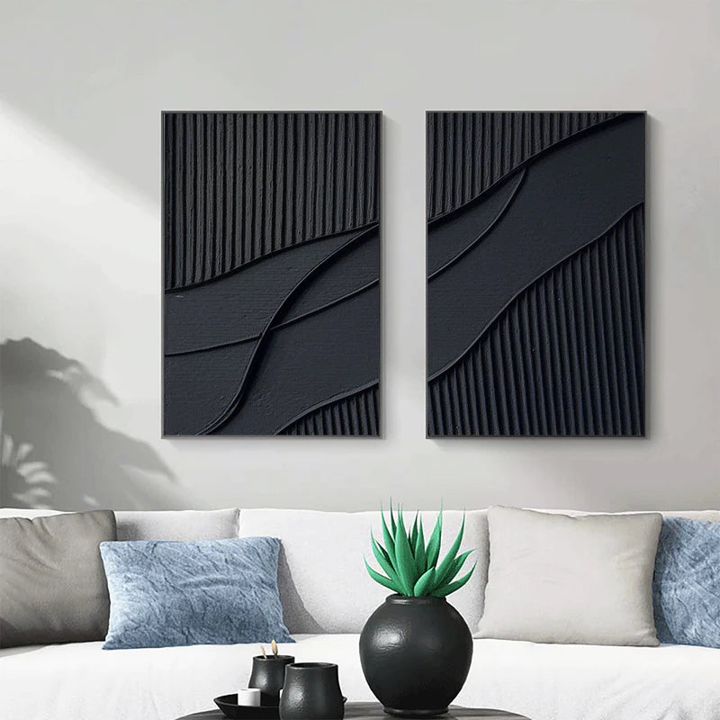 Plaster Wall Art Black Minimalist #BM013