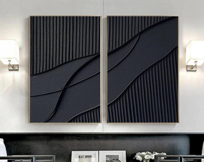 Plaster Wall Art Black Minimalist #BM013
