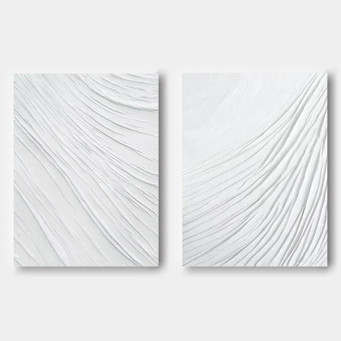 White Plaster Art Minimalist Textured Painting Set of 2 #WM042