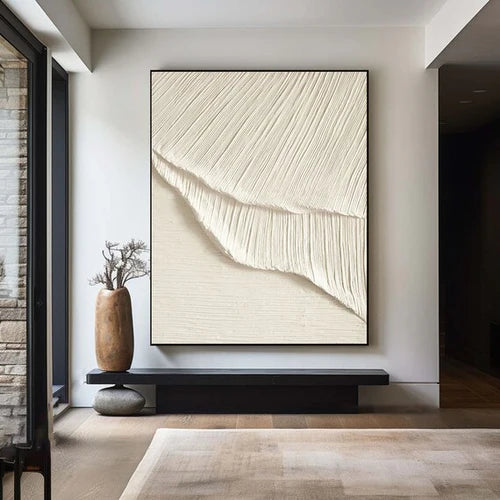 White Plaster Art Minimalist Textured Painting #WM036