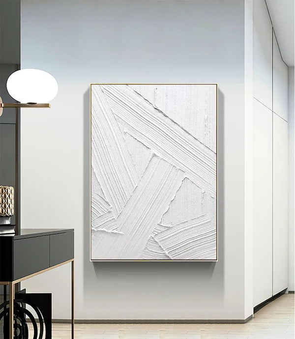 White Plaster Art Minimalist Textured Painting #WM037