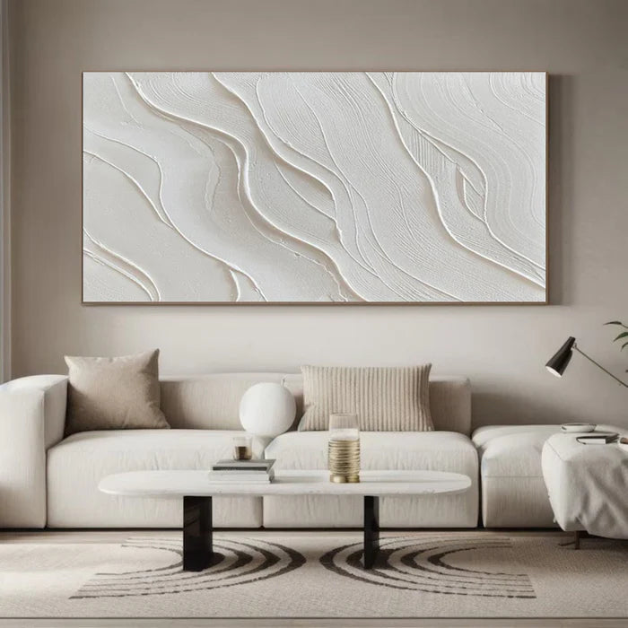 White Plaster Art Minimalist Textured Painting #WM046