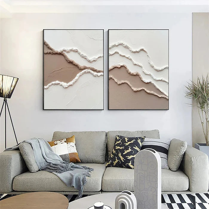 Ocean And Sky Plaster Textured Wall Art Set of 2 #OS046