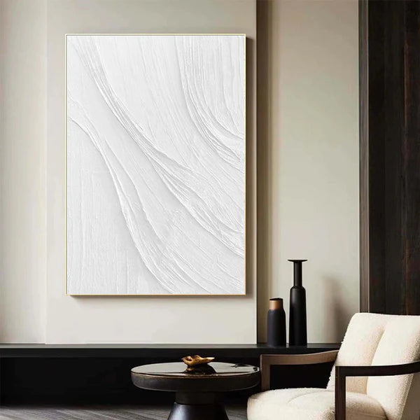 White Plaster Art Minimalist Textured Painting #WM039