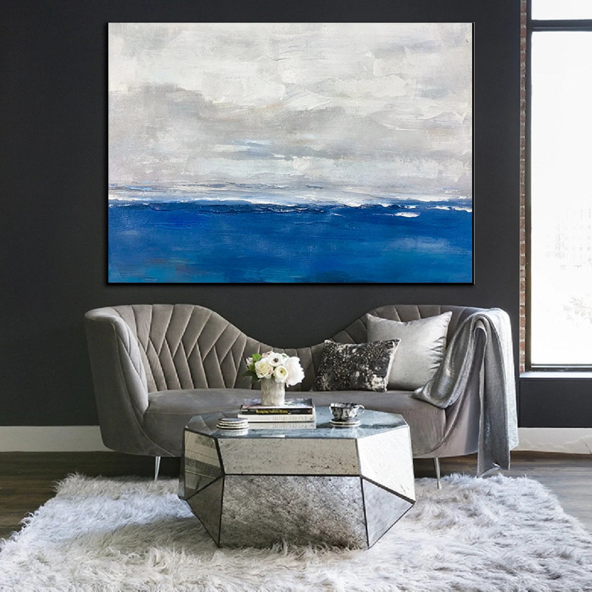 Ocean And Sky Plaster Textured Wall Art #OS023