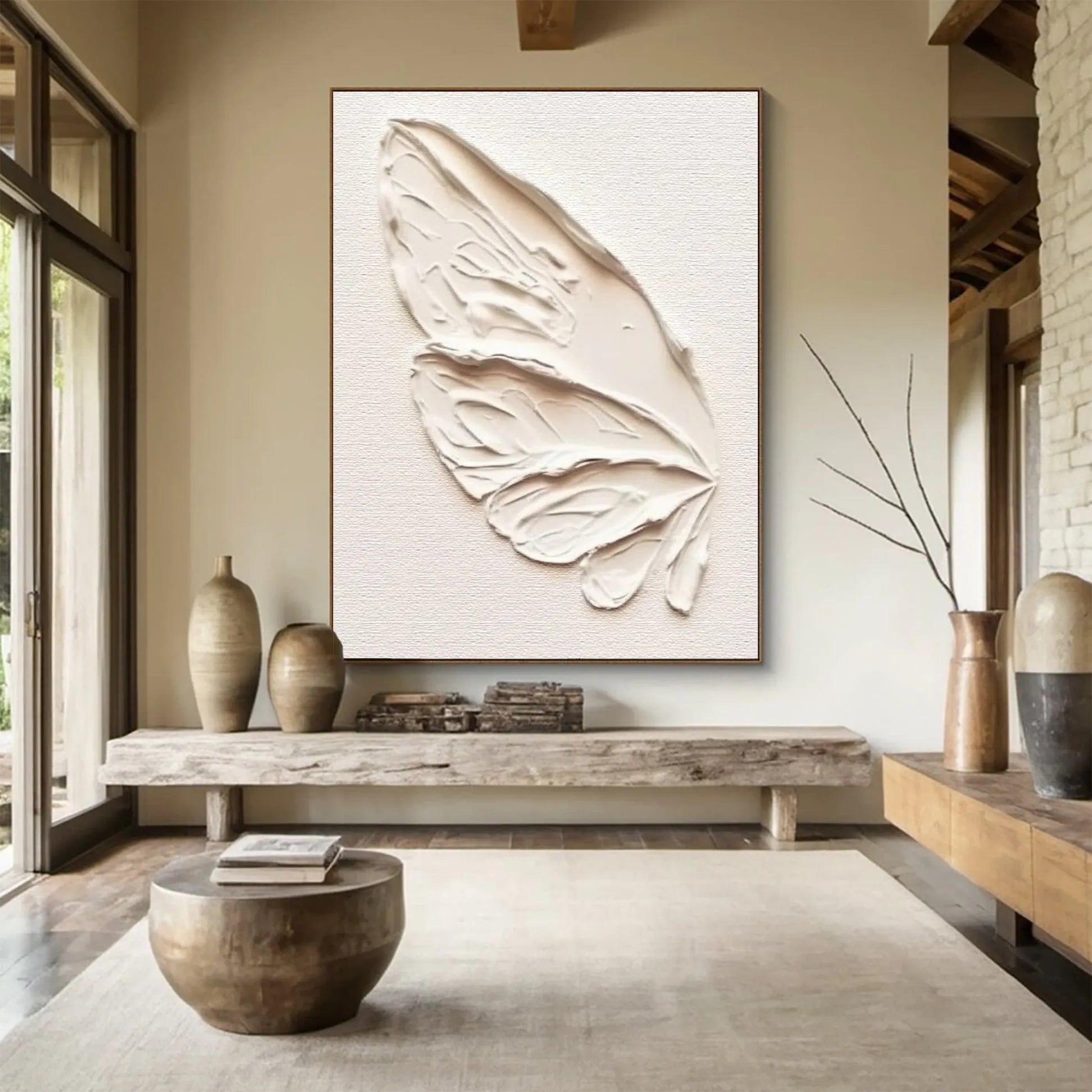 White Plaster Art Minimalist Textured Painting #WM047