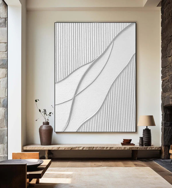 White Plaster Art Minimalist Textured Painting #WM041