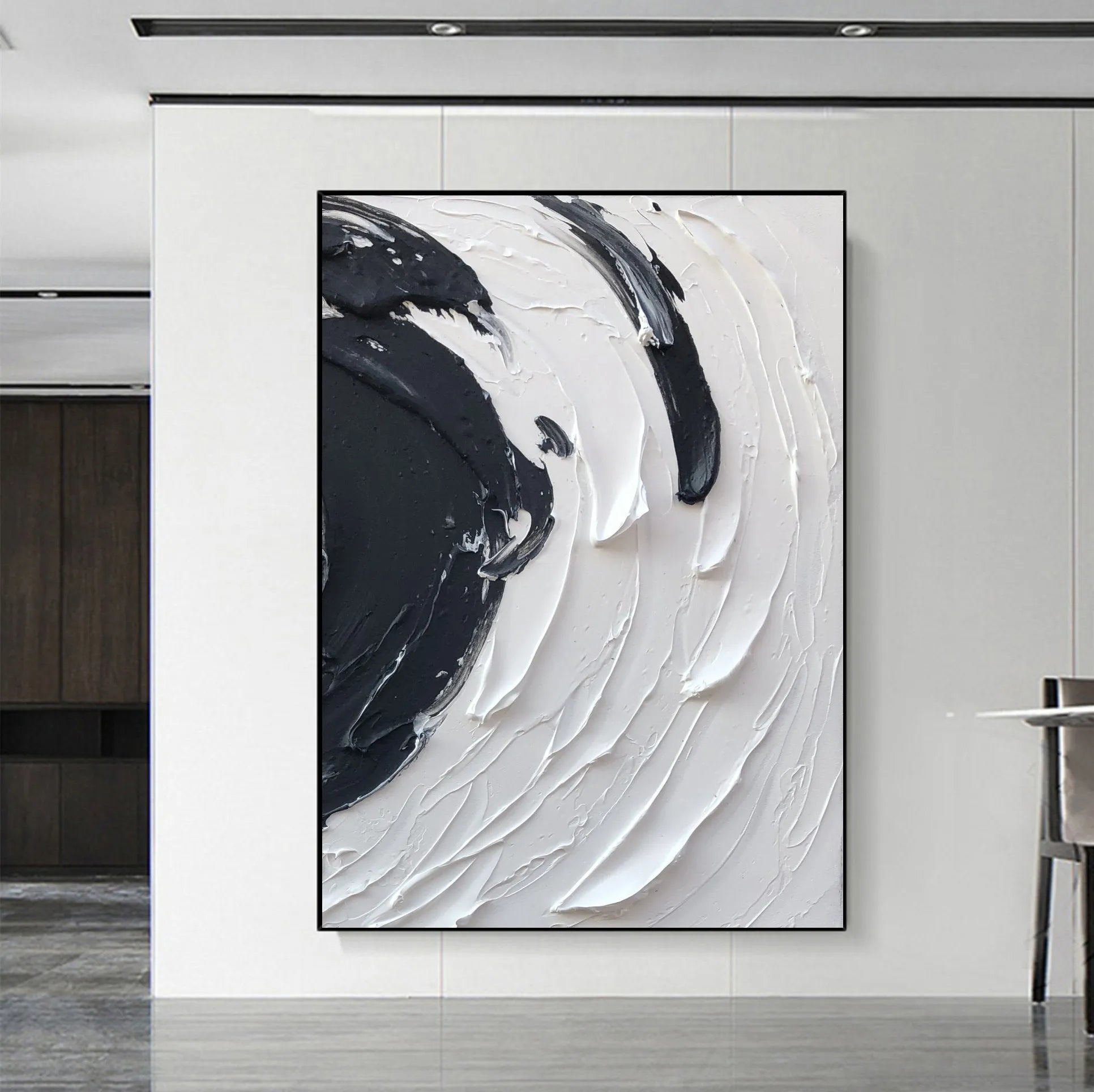 Black White Textured Minimalist Wall Art #BW009