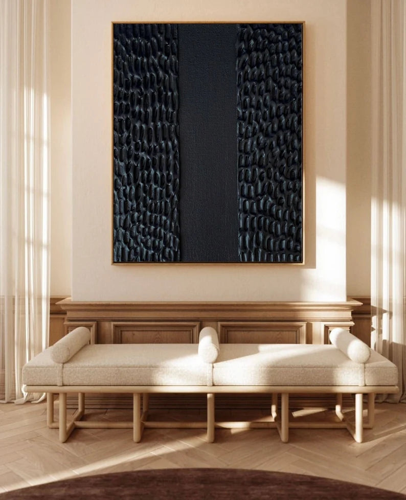 Black Plaster Art Minimalist Textured Painting #BM020