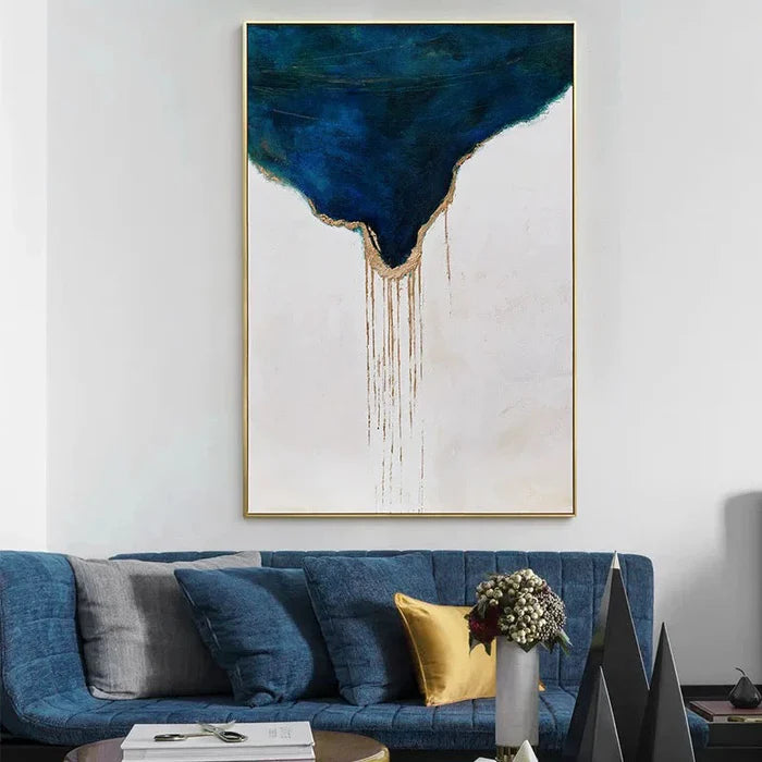 White & Blue Plaster Art Minimalist Textured Painting #WM045